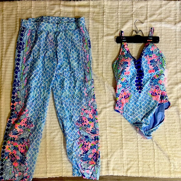 Lilly Pulitzer swimsuit and matching pants - Picture 1 of 3